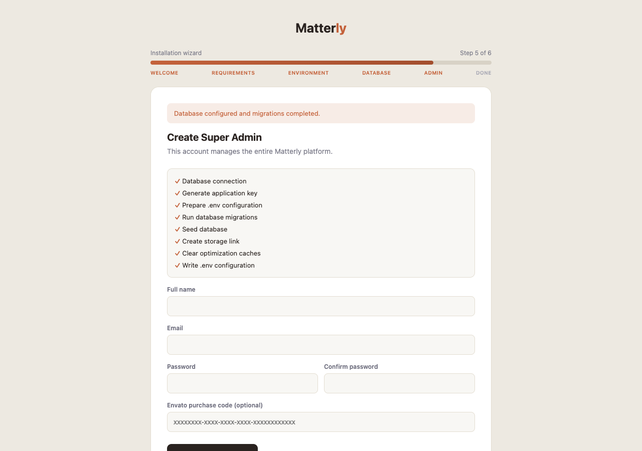 Installer: Create super admin